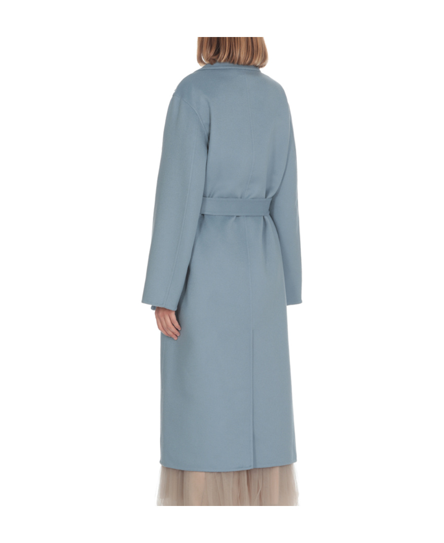 Shop Fabiana Filippi V-collar Long-sleeved Lace-up Coat In Blue