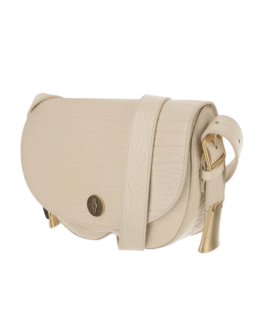 Burberry Leather Crossbody Saddle Bag In Nude
