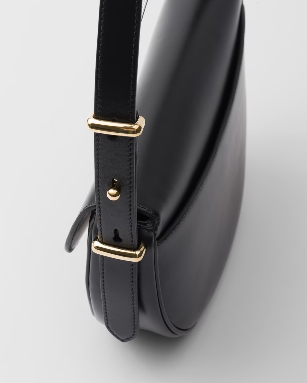 Prada Arque Leather Shoulder Bag With Flap In Black