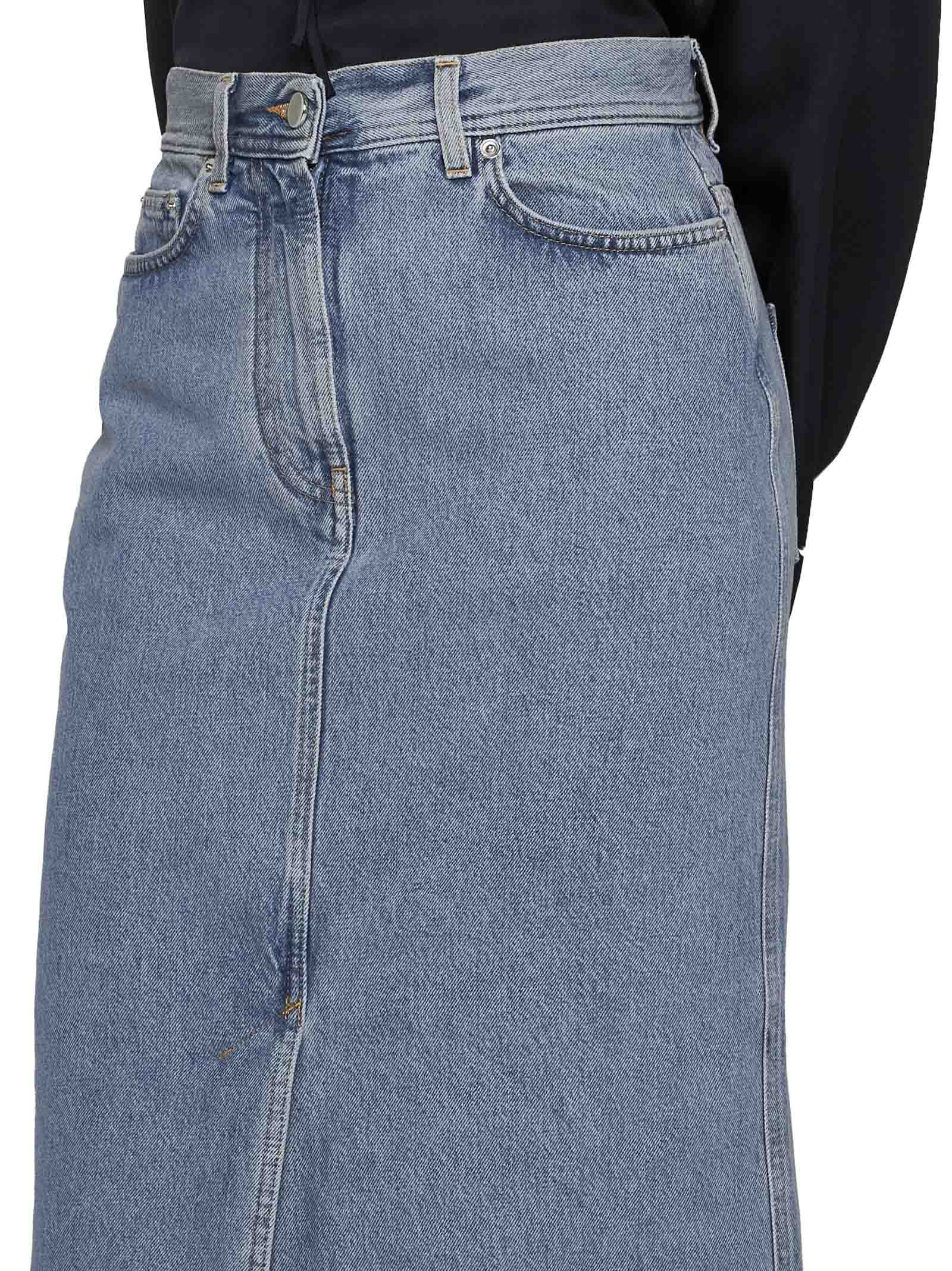 LOULOU STUDIO HIGH-RISE LONG DENIM SKIRT
