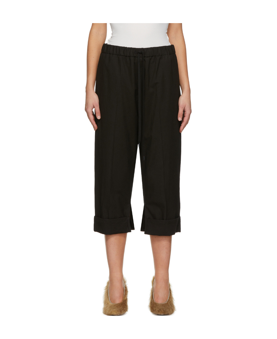 Mm6 Maison Margiela Slit-detail Cropped Trousers In Black