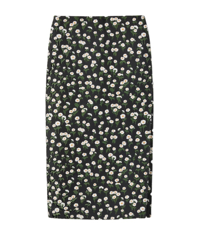 Gucci Floral Crepe Midi Skirt In Green