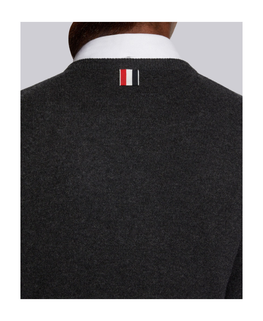 Thom Browne Cashmere Crew Neck Cardigan In Black
