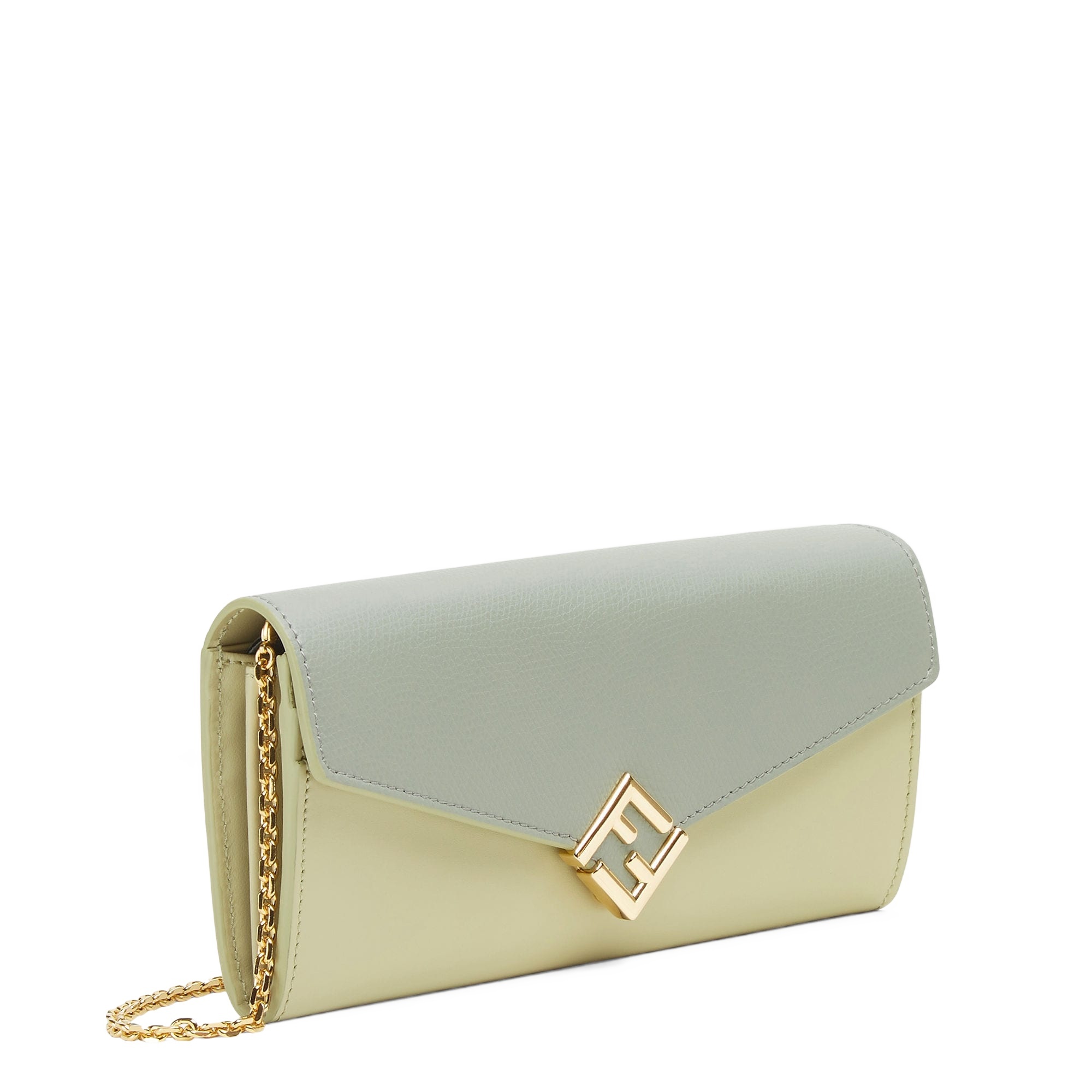 Fendi Green Leather Wallet In Green