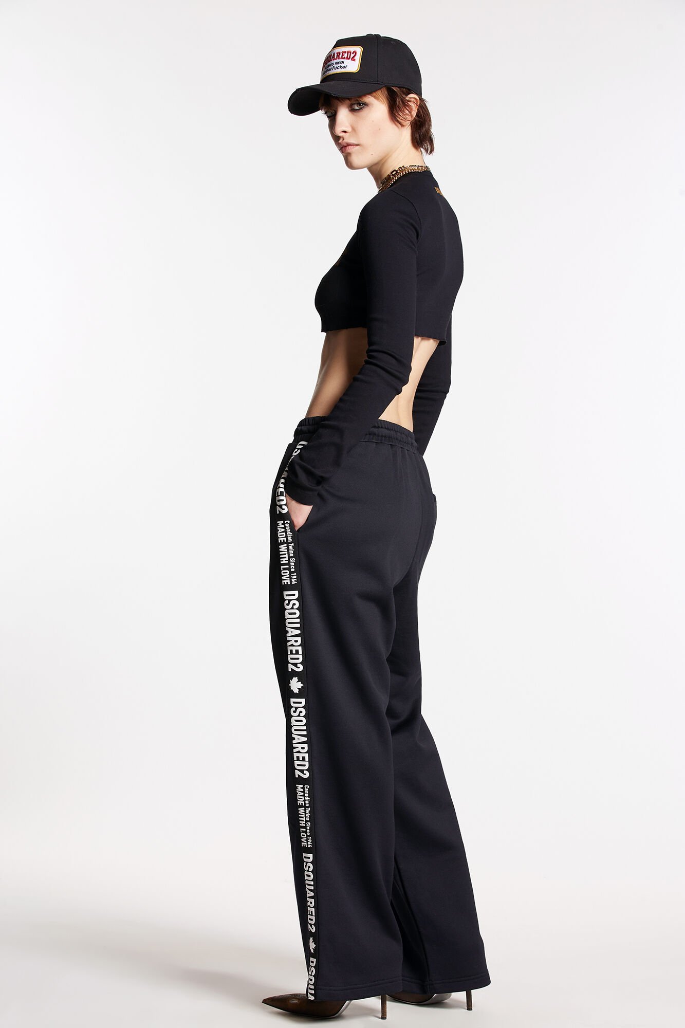 Dsquared2 Logo-tape Cotton Track Pants In Black