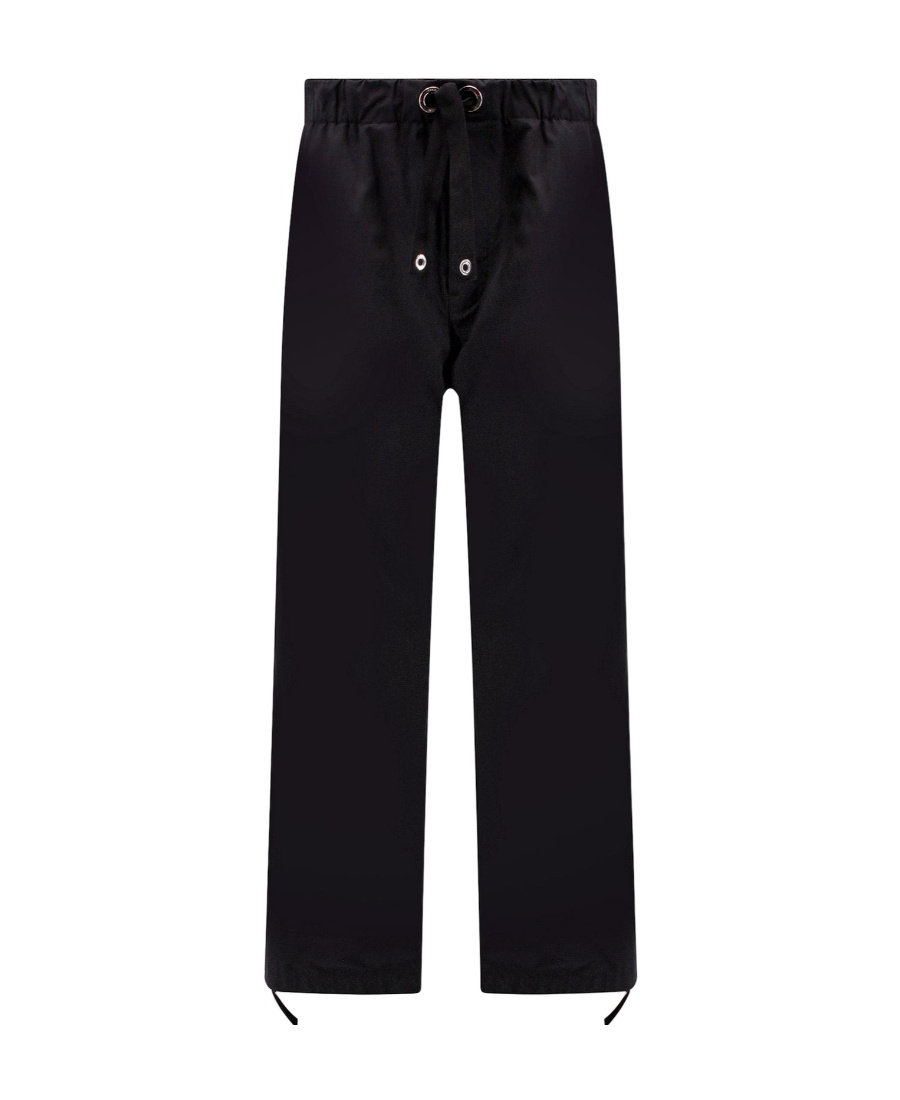 Versace Men Cotton Trouser With Back Embroidered Logo In Black