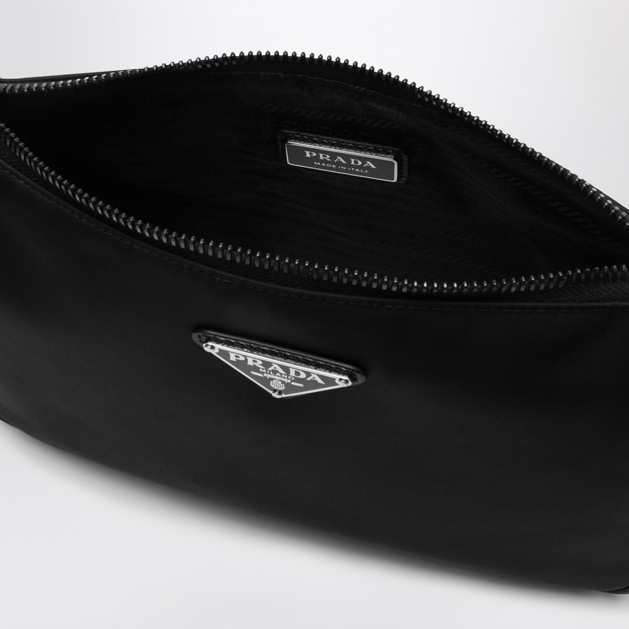 Prada Triangle Logo Re-nylon And Leather Messenger Bag In Black