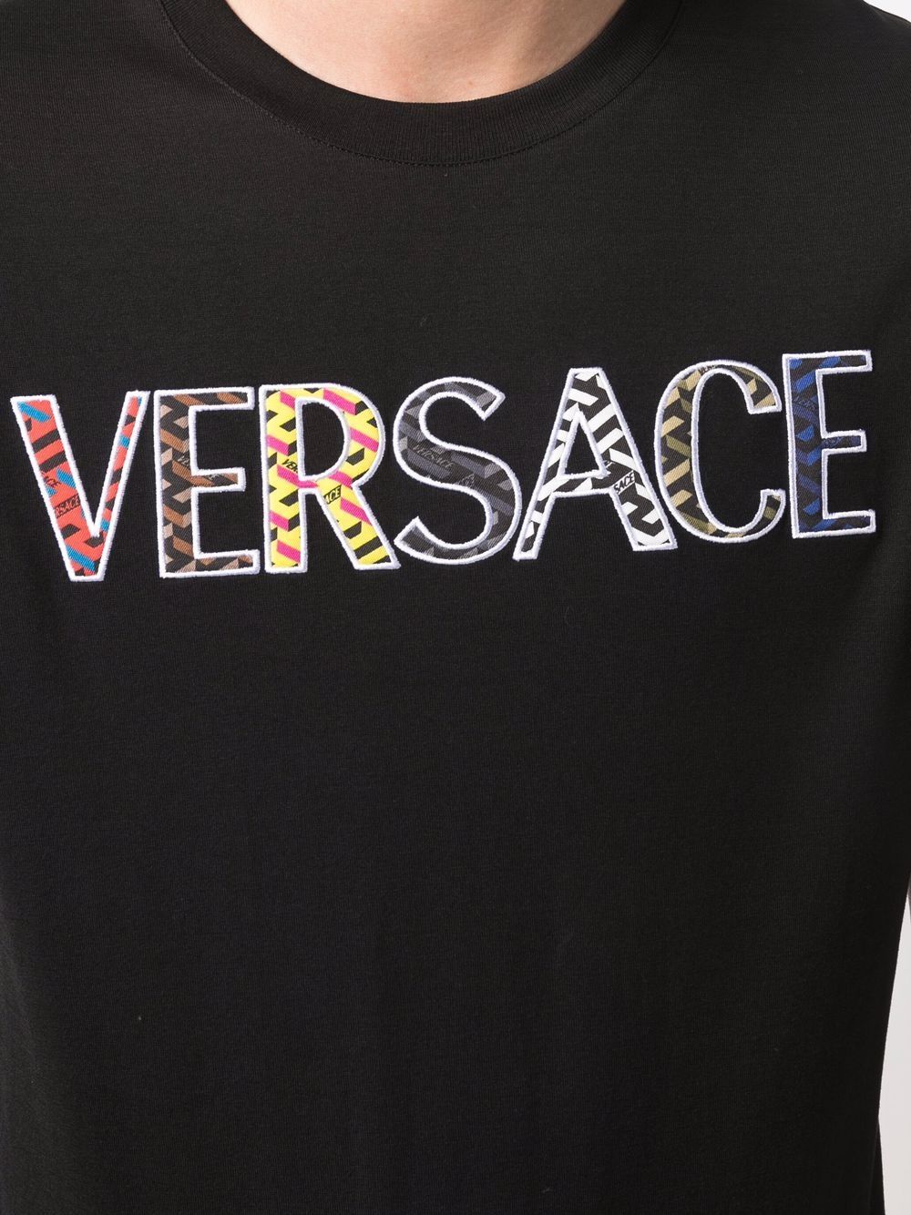 Versace Logo Print T-shirt In Black