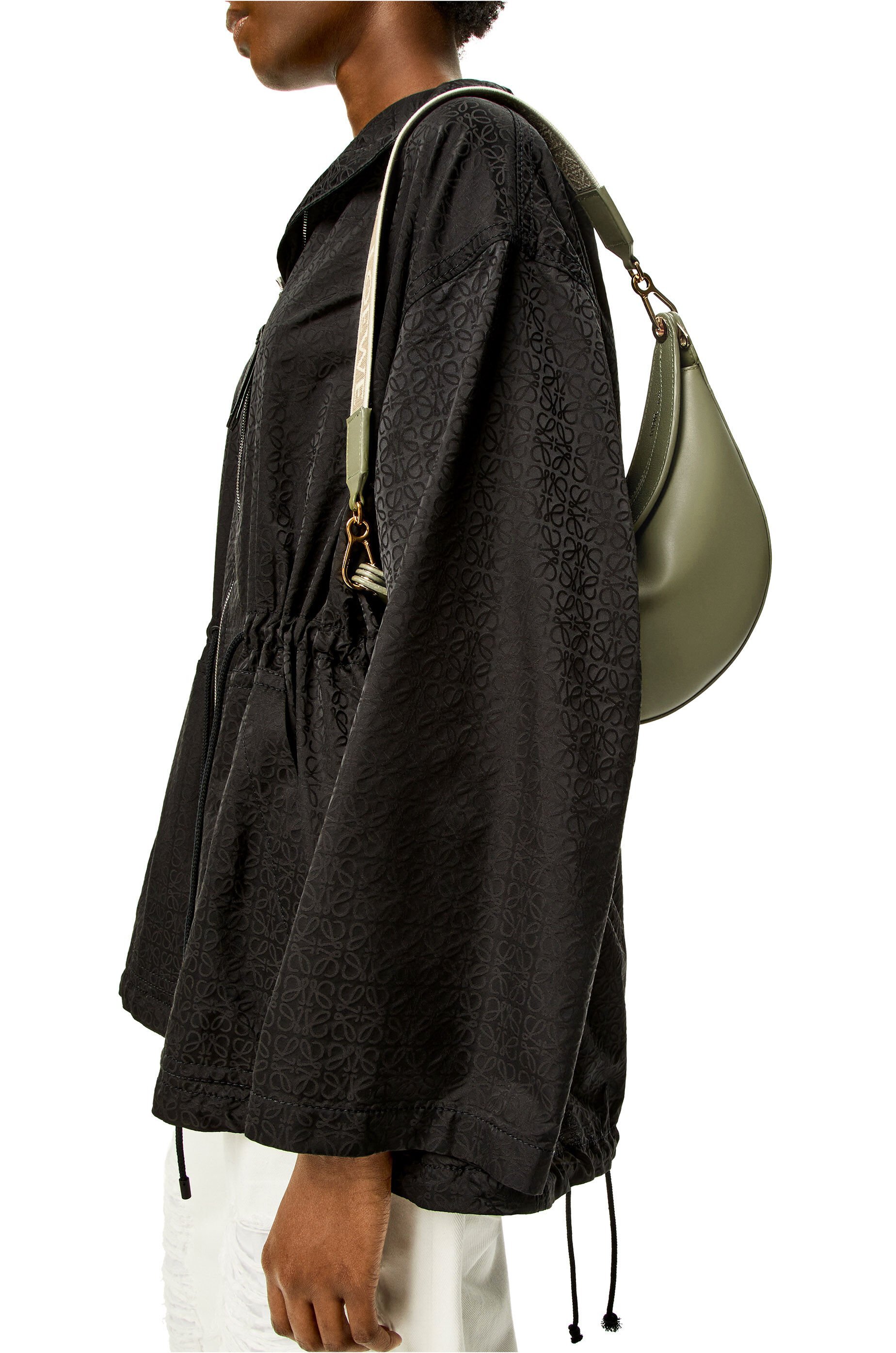 Loewe Hammock Drawstring Small Leather Shoulder Bag In Green
