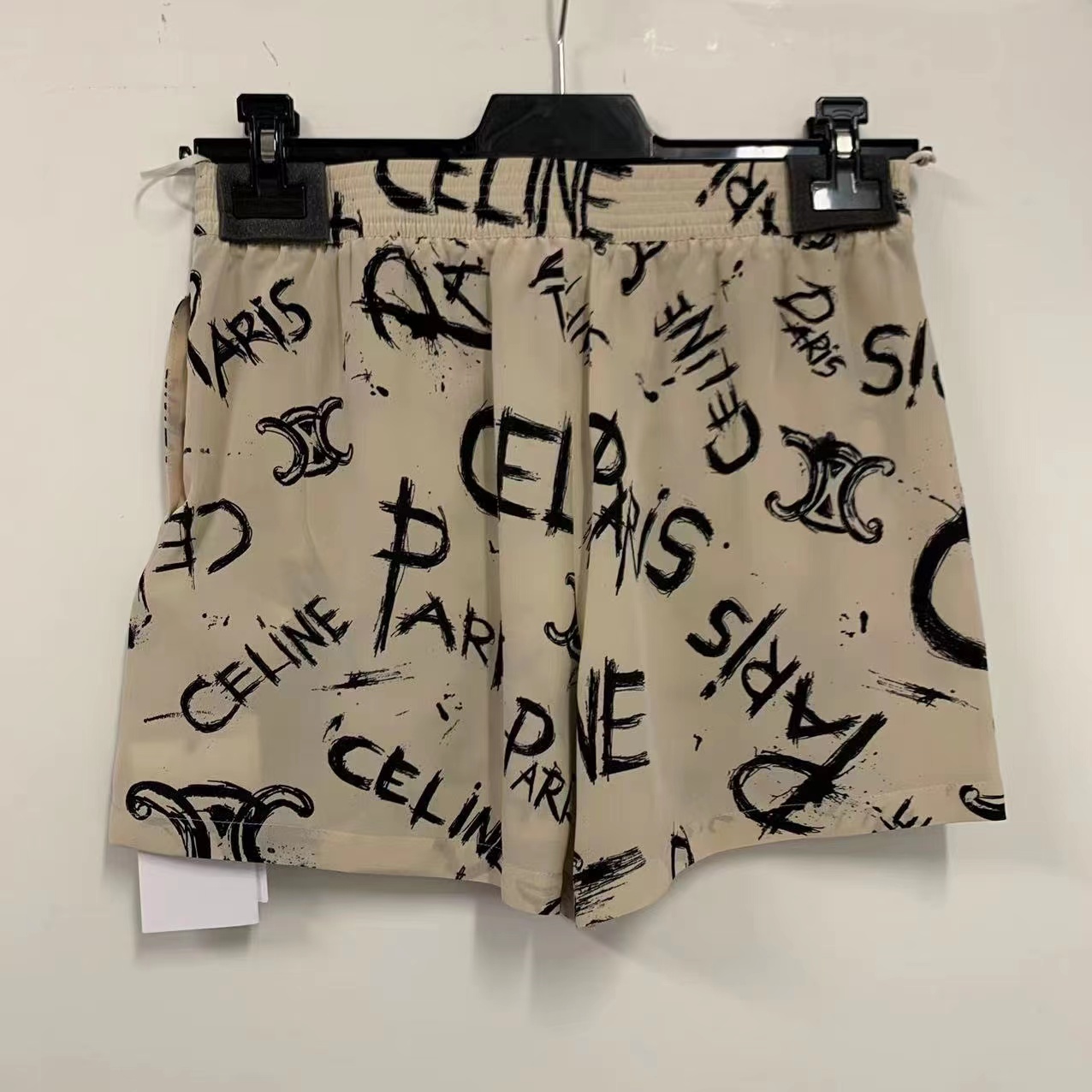 Celine Logo Shorts In Nude