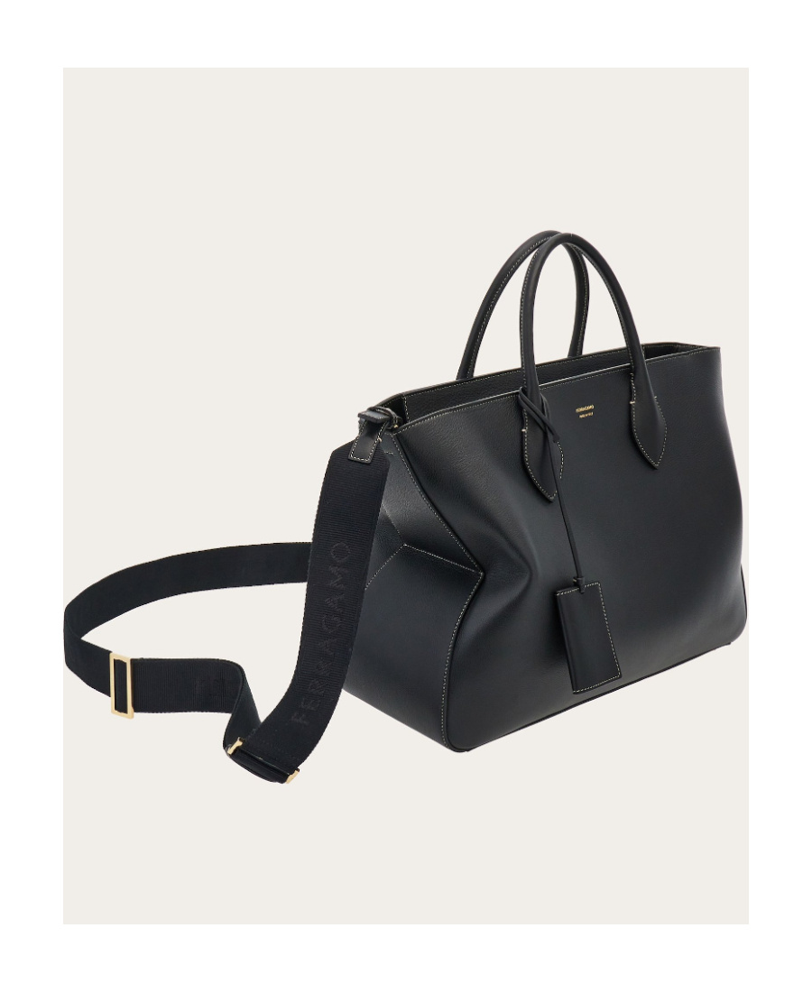 Shop Ferragamo Top Handle Shoulder Bag In Black
