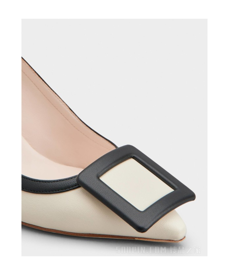 Roger Vivier Viv In The City 65 Bicolor Slingbacks In Nude
