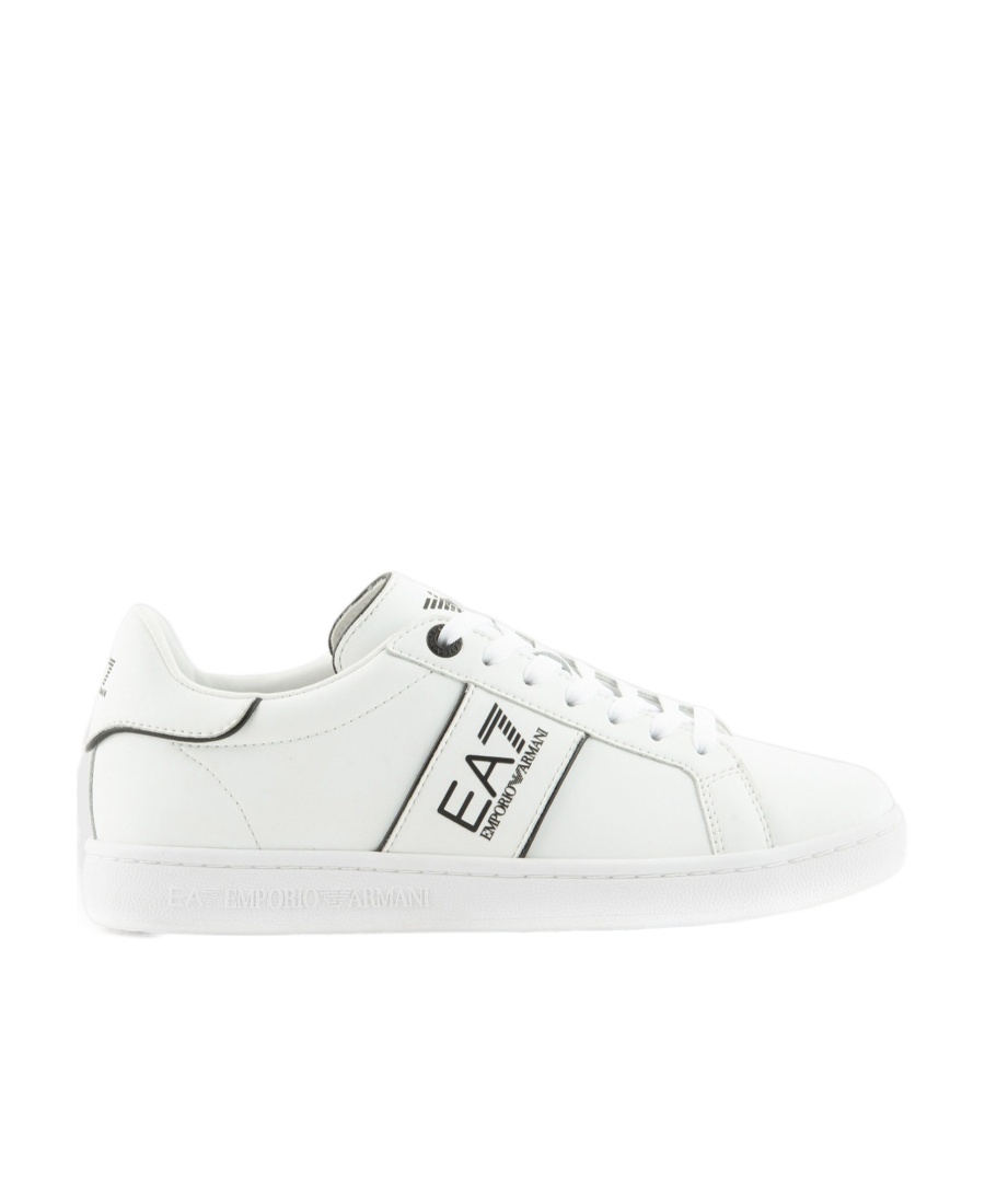 Ea7 Logo-print Leather Sneakers In White