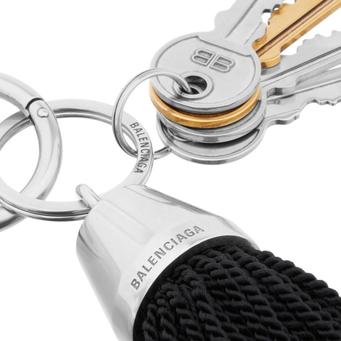 Balenciaga Pompom Key Ring In Black