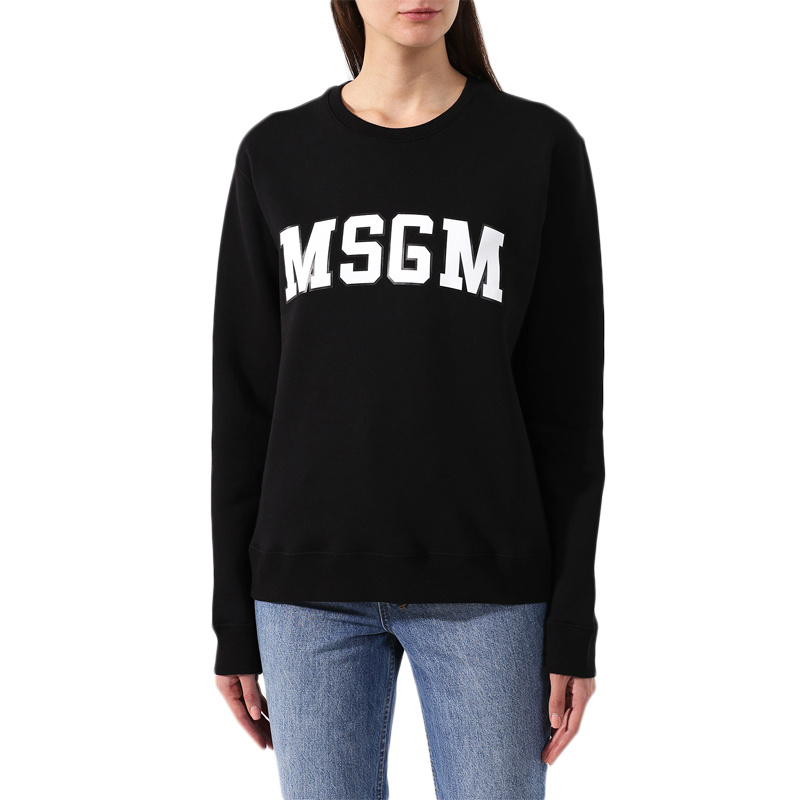 Msgm Printed Logo Sweater In Black