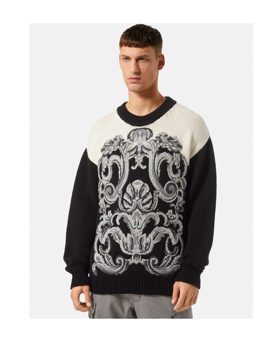 VERSACE BAROCCO INTARSIA-KNIT JUMPER