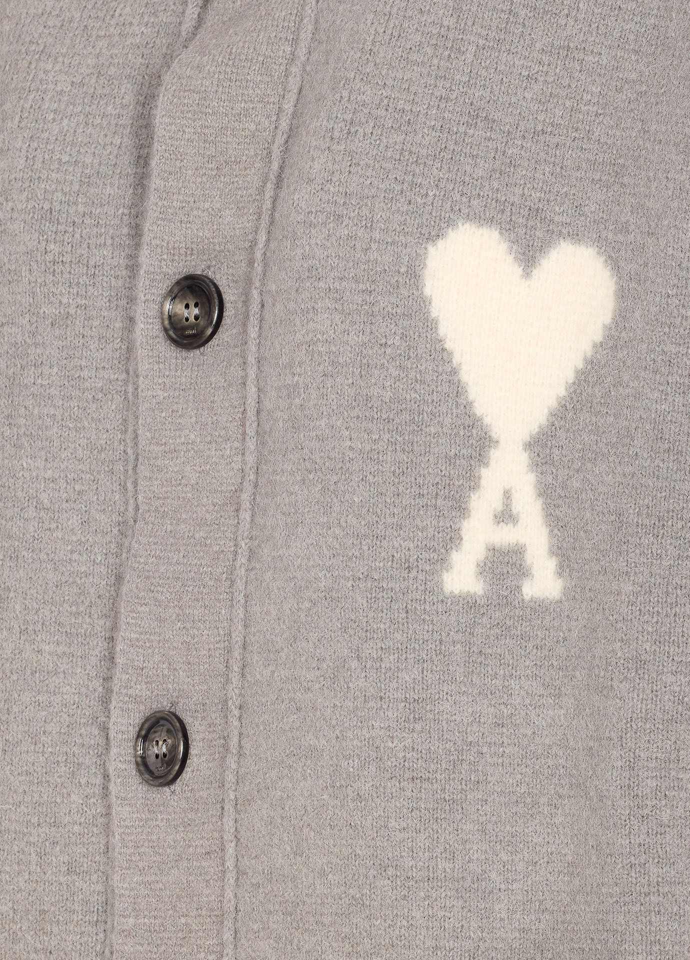 Ami Alexandre Mattiussi Oversized Crewneck Cardigan Front Pockets In Gray