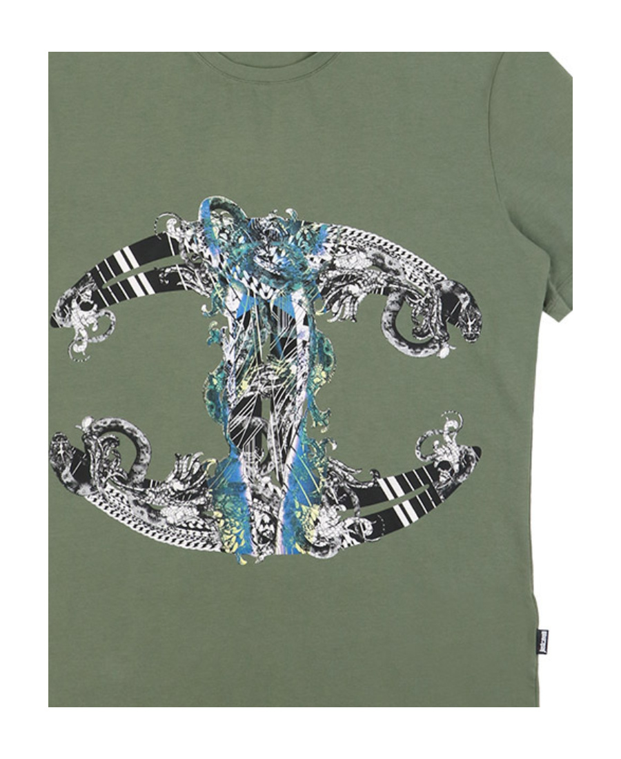 Just Cavalli Oversized Printed T-shirt In Green