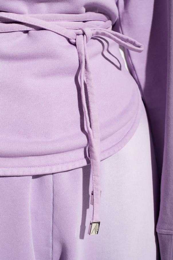 Shop Attico Tie-dye Cotton Tie-waist Sweatshirt In Purple