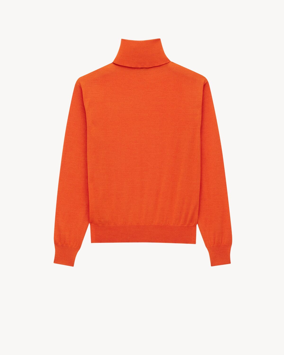Saint Laurent Cashmere-wool-silk Rollneck In Orange