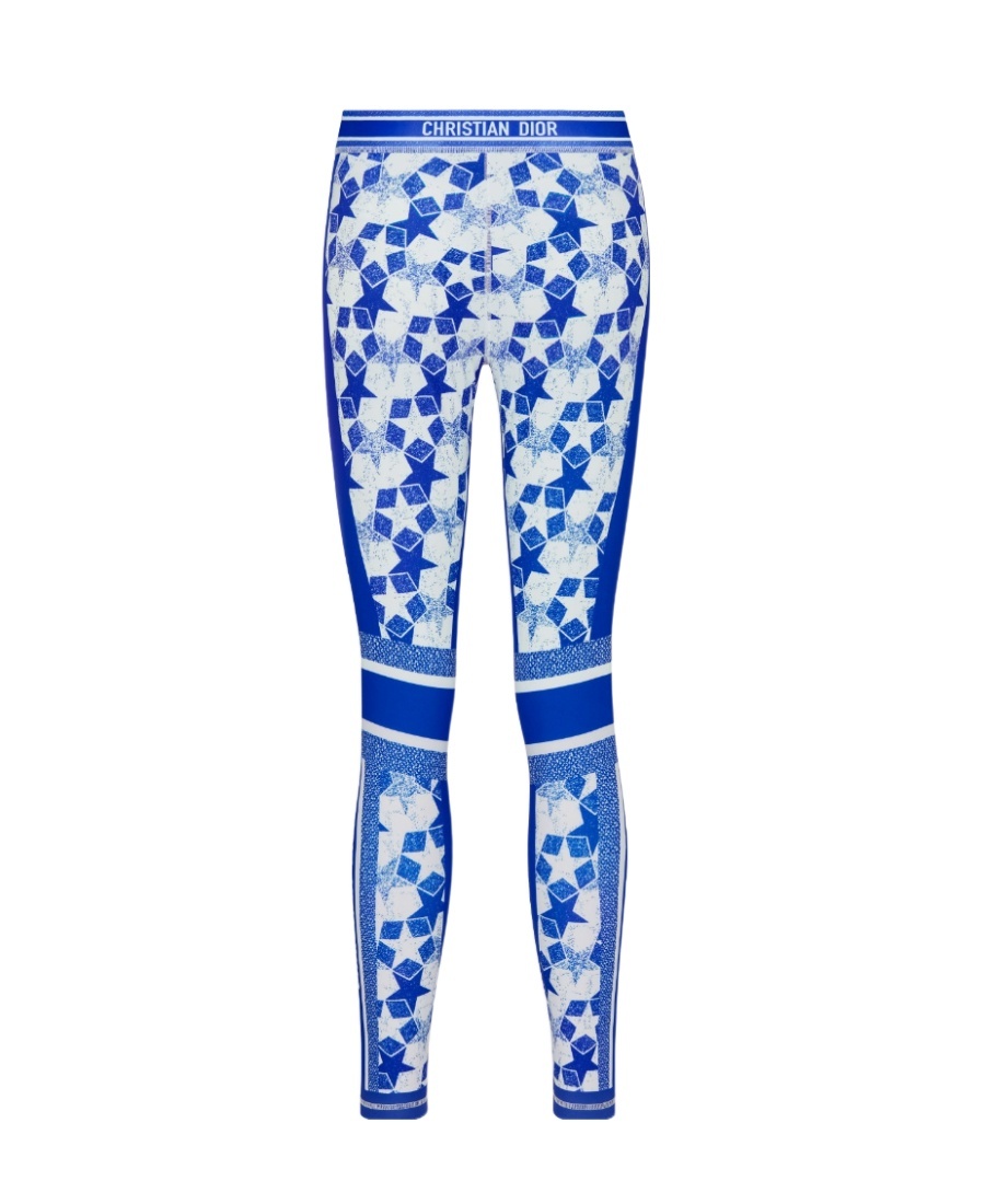 Dior Plain Jersey Full Print Leggings In Blue