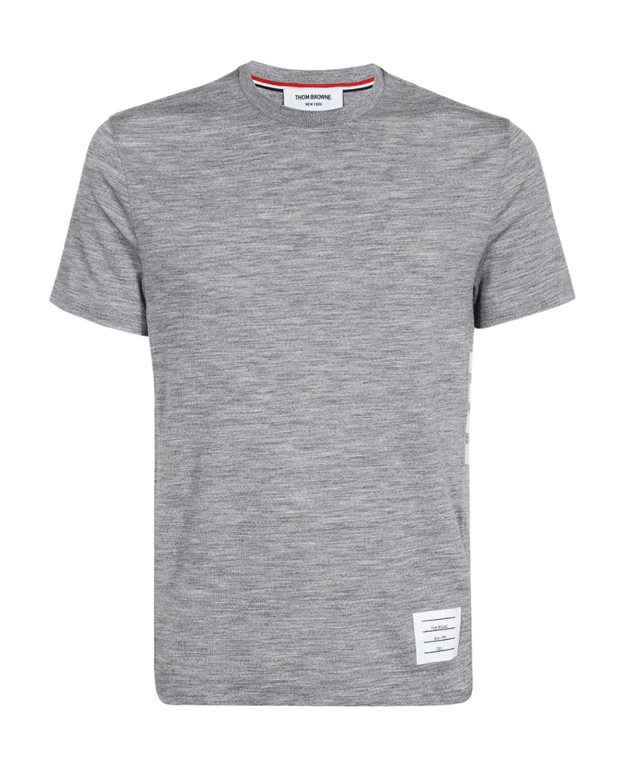 Thom Browne Wool Crew Neck T-shirt In Gray