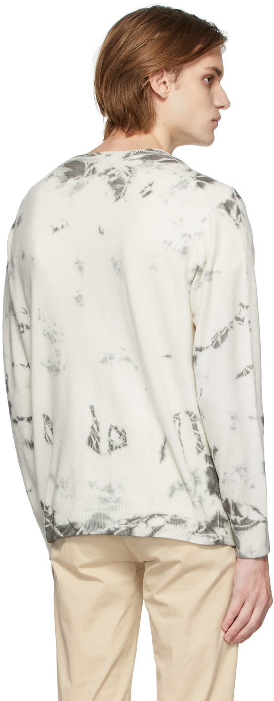Massimo Alba V-neck Tie-dyed Long-sleeved Knitted Pullover In White