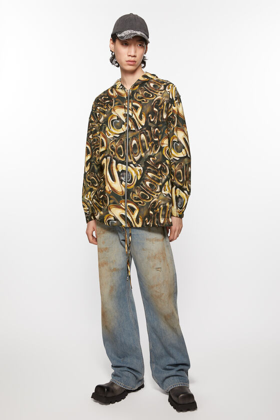 Shop Acne Studios Hooded Logo Jacket In Brown