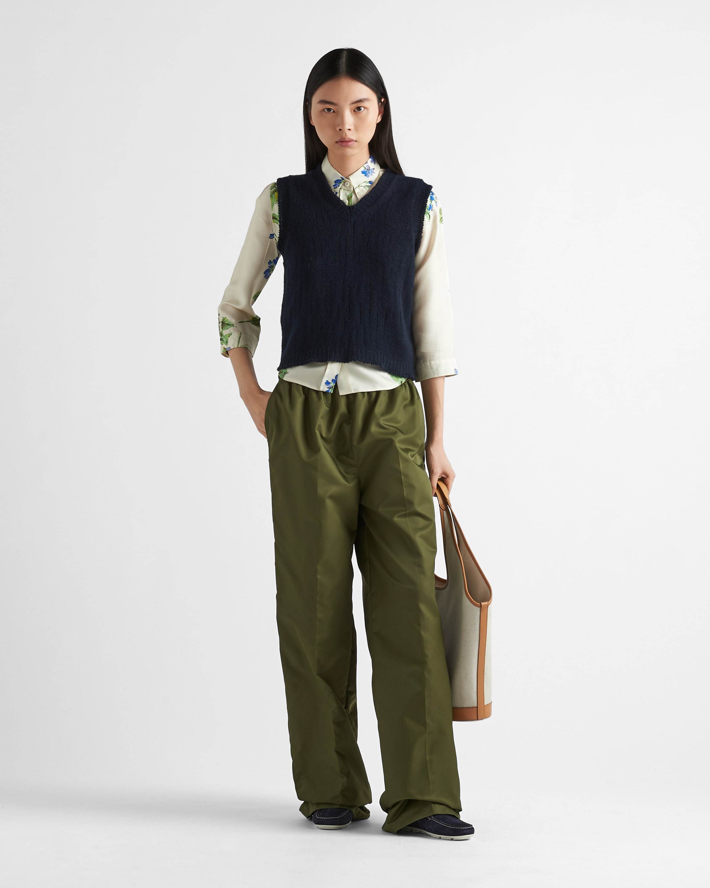 Prada Wide-leg Trousers In Green