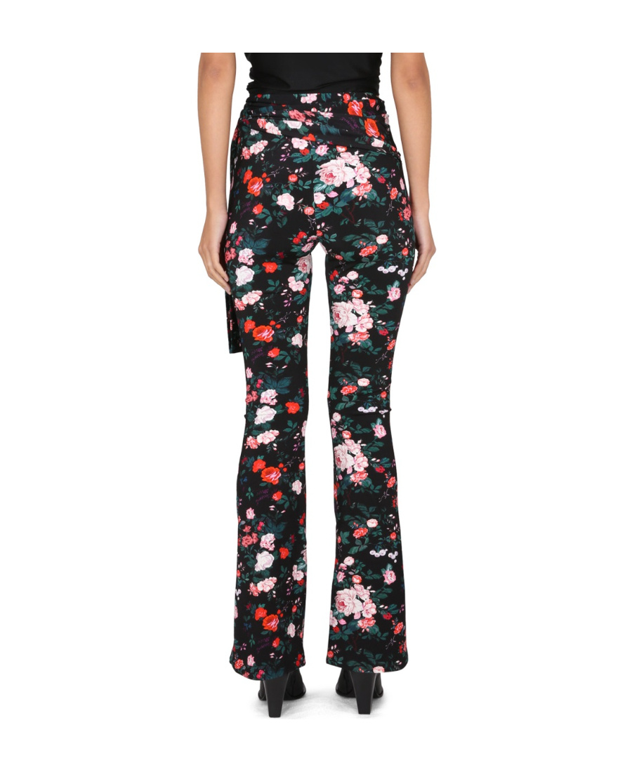 Rabanne Viscose Jersey Printed Flared Trousers In Black