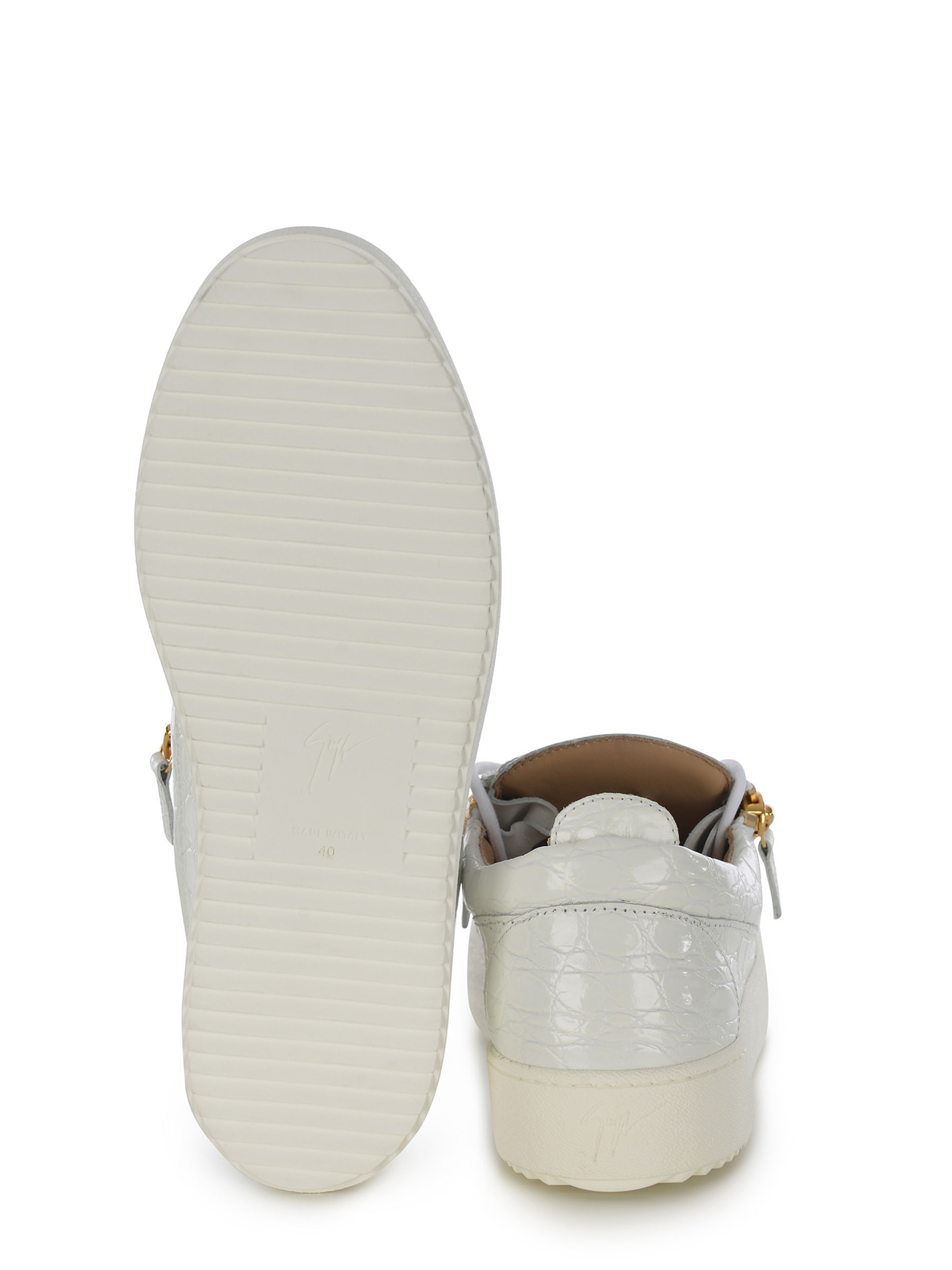 Giuseppe Zanotti Glossy Leather Sneakers In White