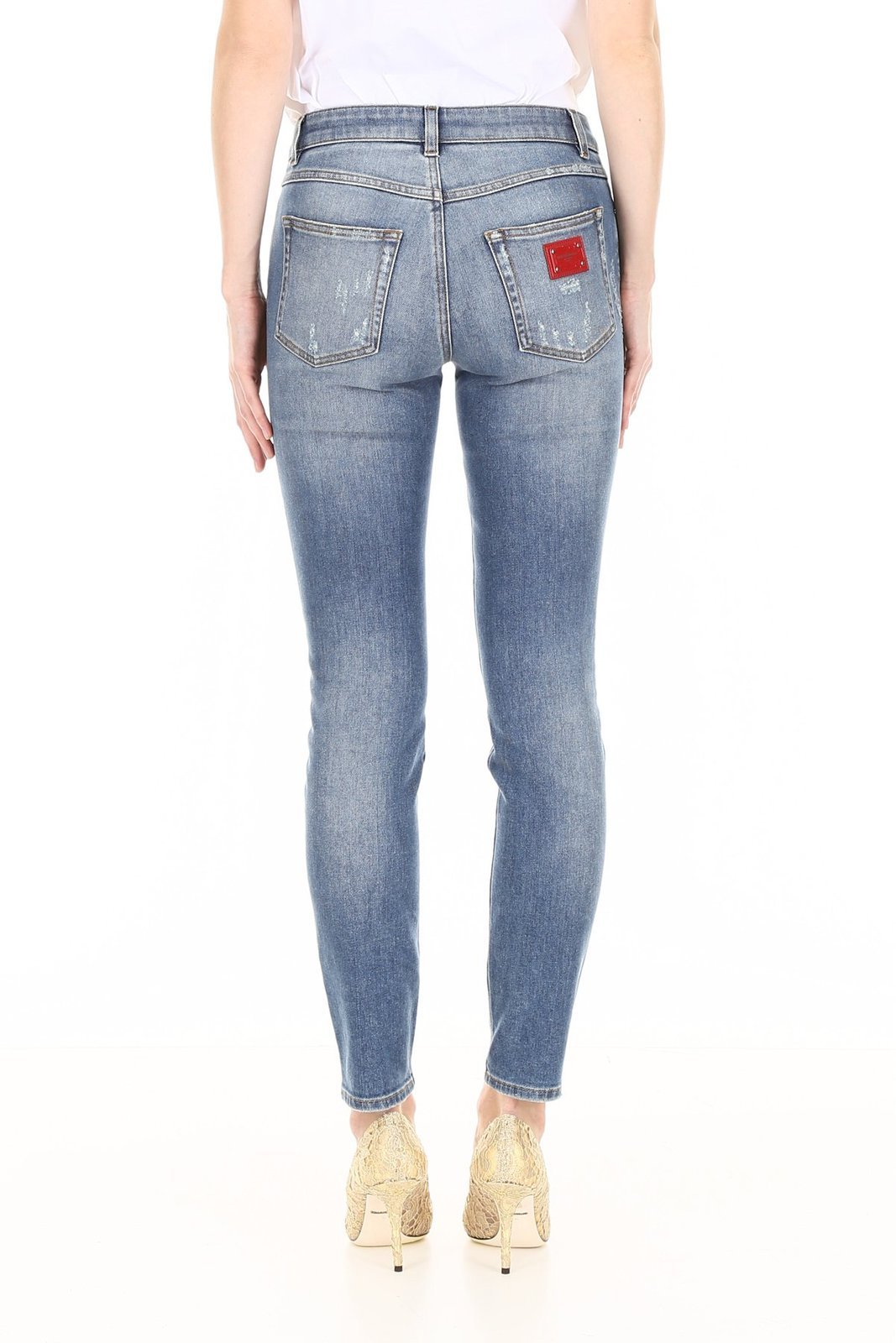 Shop Dolce & Gabbana Faded Skinny Jeans In Blue