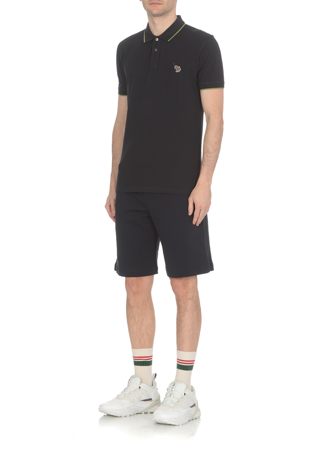 Ps By Paul Smith Zebra-patch Organic-cotton Track Shorts In Black