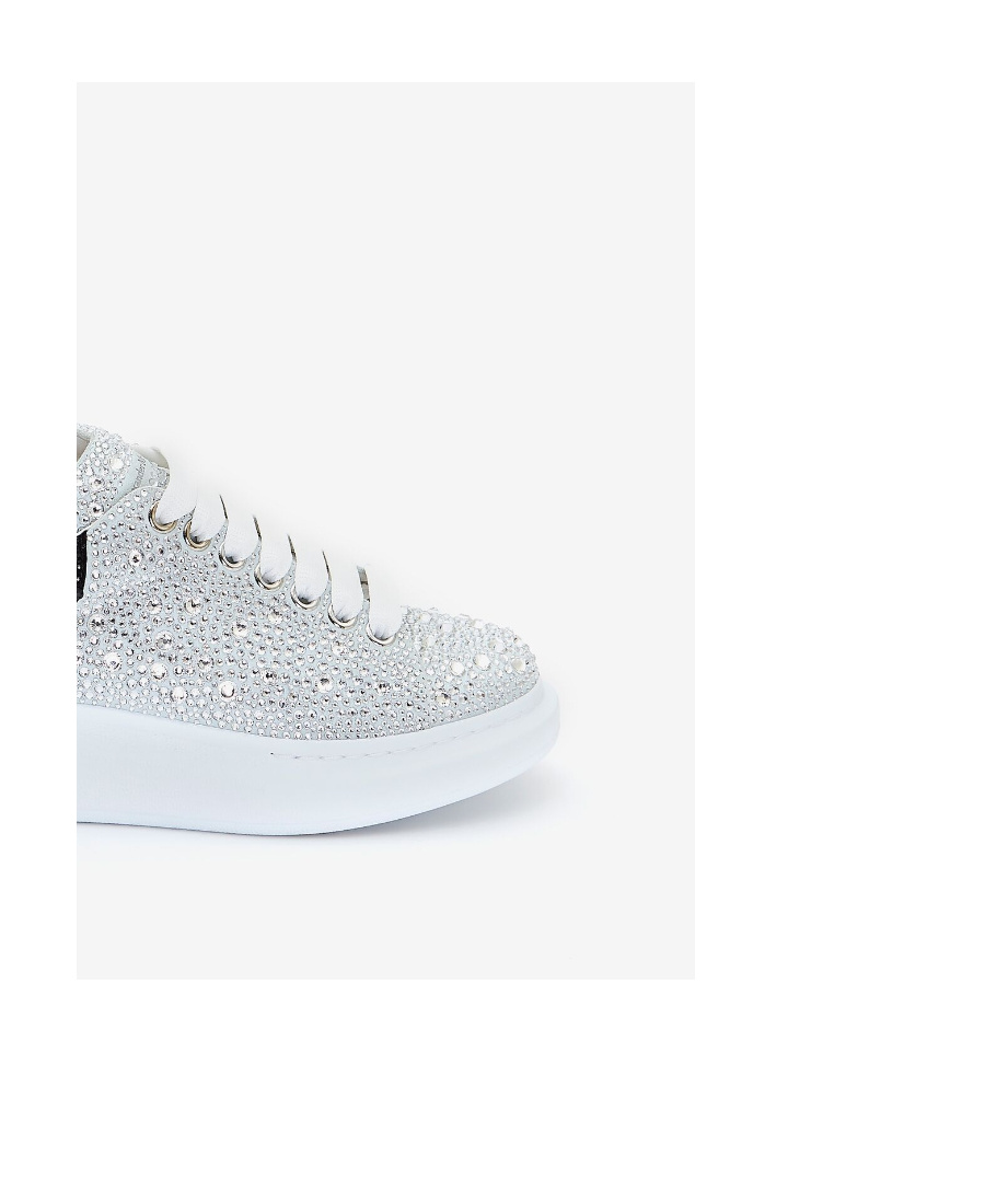 Shop Alexander Mcqueen Oversized Crystal-embellished Sneakers In White