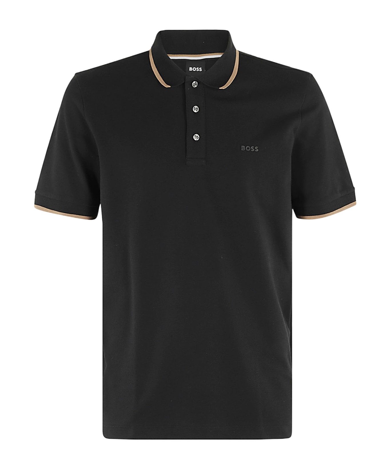 Hugo Boss Contrast Trim Parlay Polo Shirt In Black