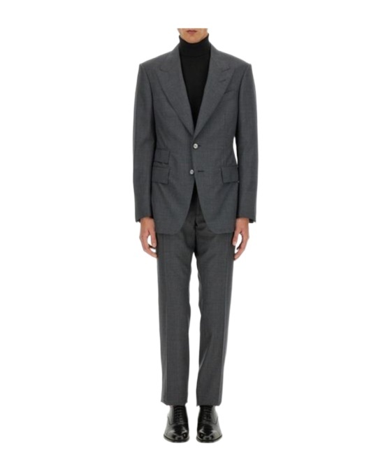Tom Ford Shelton Fresco Stripe Wool Suit In Black
