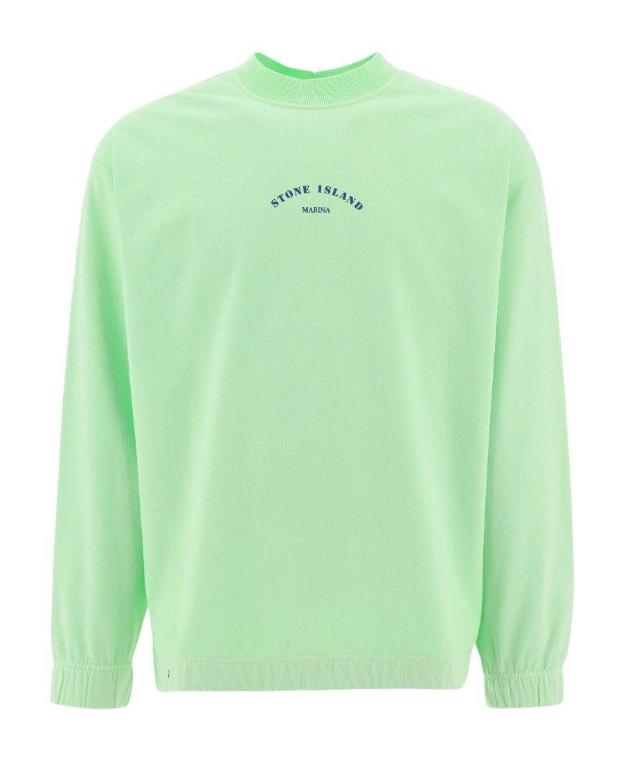 Stone Island Logo-print Long-sleeve Sweatshirt In Green