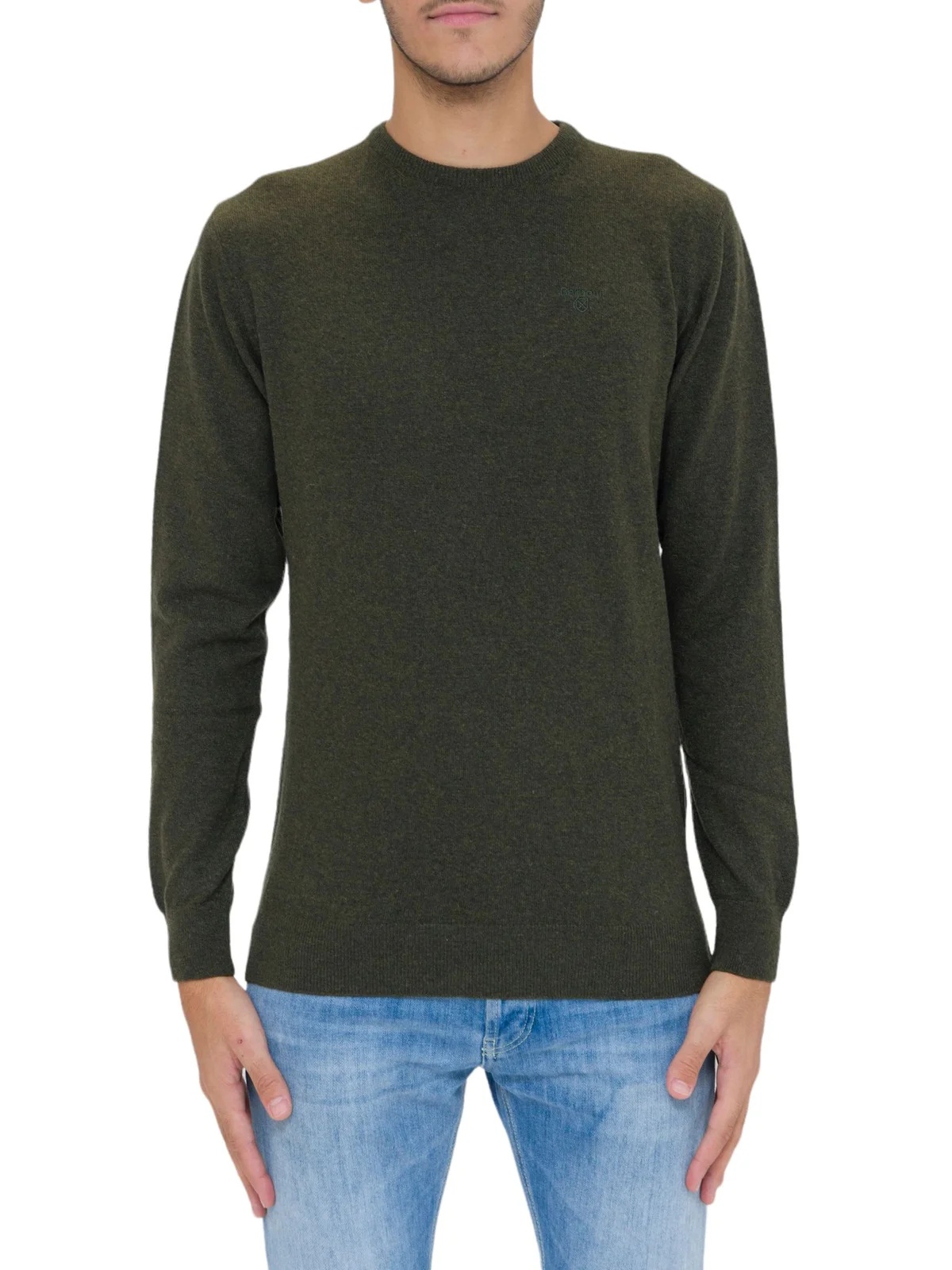 Barbour Logo Embroidered Crewneck Knitted Jumper In Green