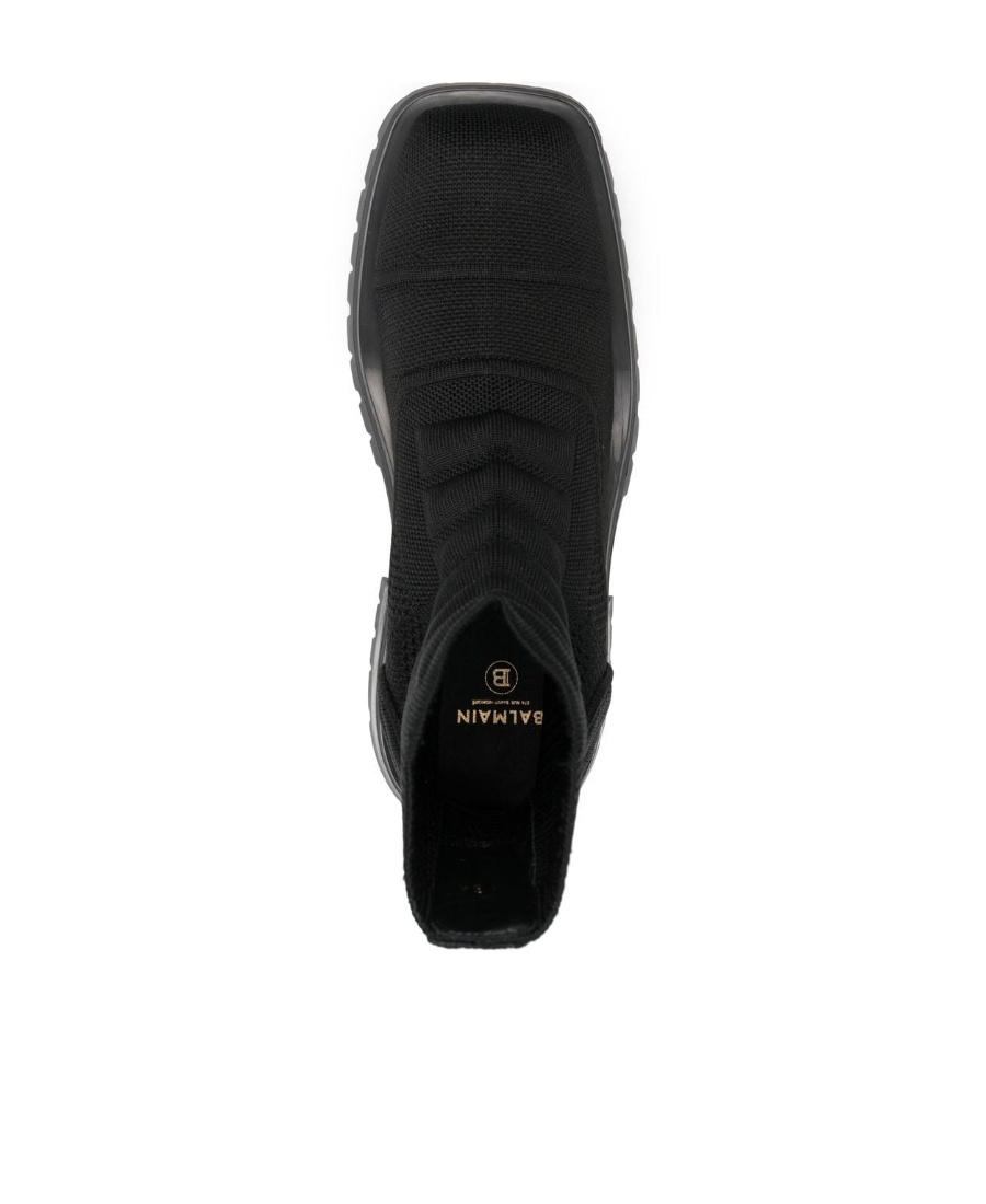 Balmain Knitted Combat Boots In Black