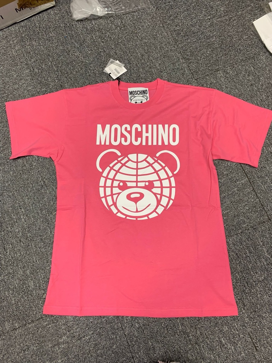 Moschino Teddy Bear Logo Printed T-shirt In Pink