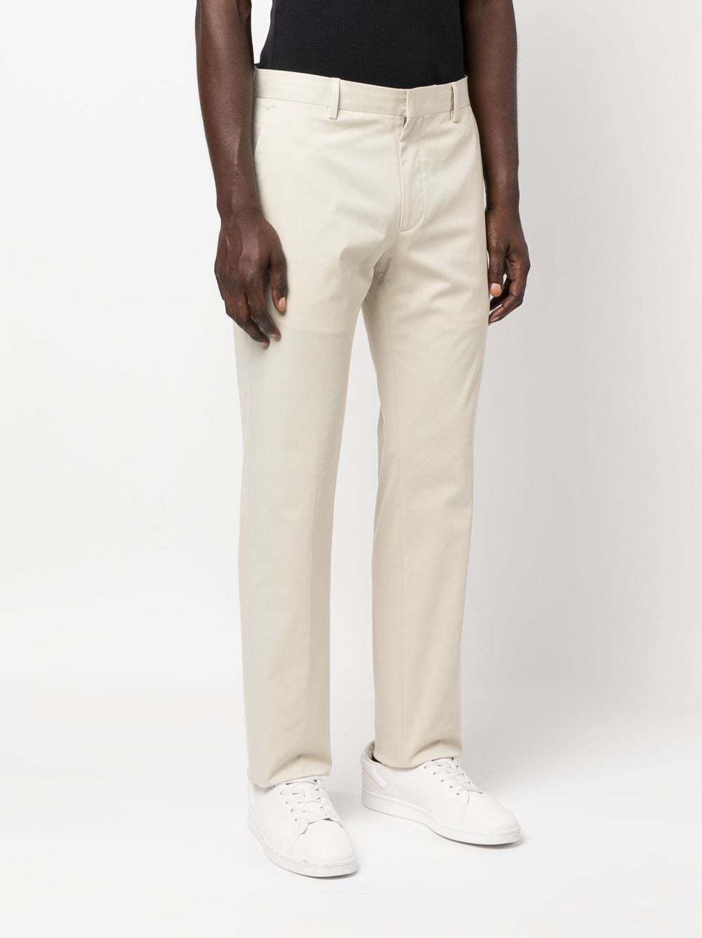 Zegna Straight-leg Cotton Trousers In Nude