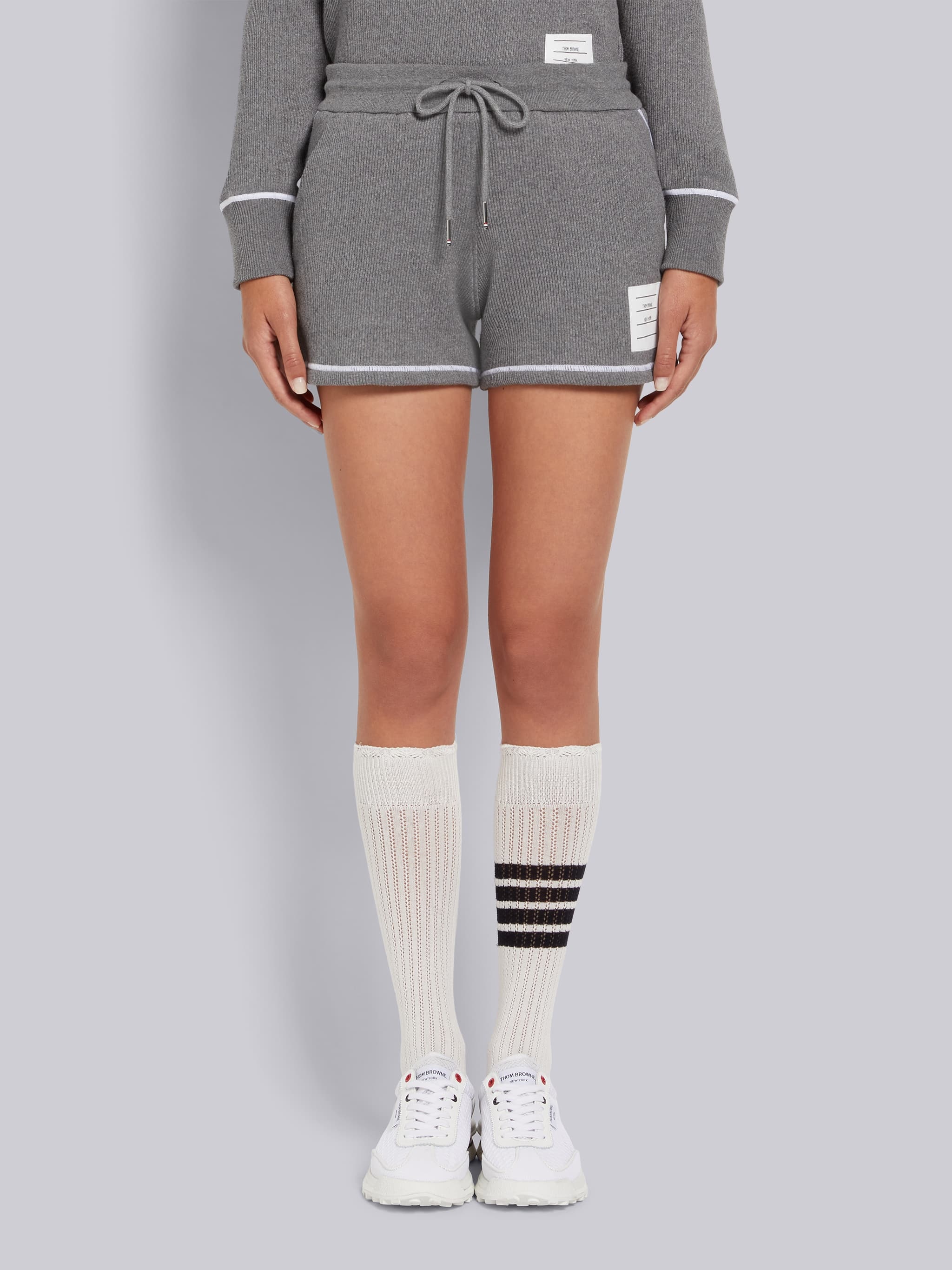 Thom Browne Loopback Cotton Knitted Shorts In Gray