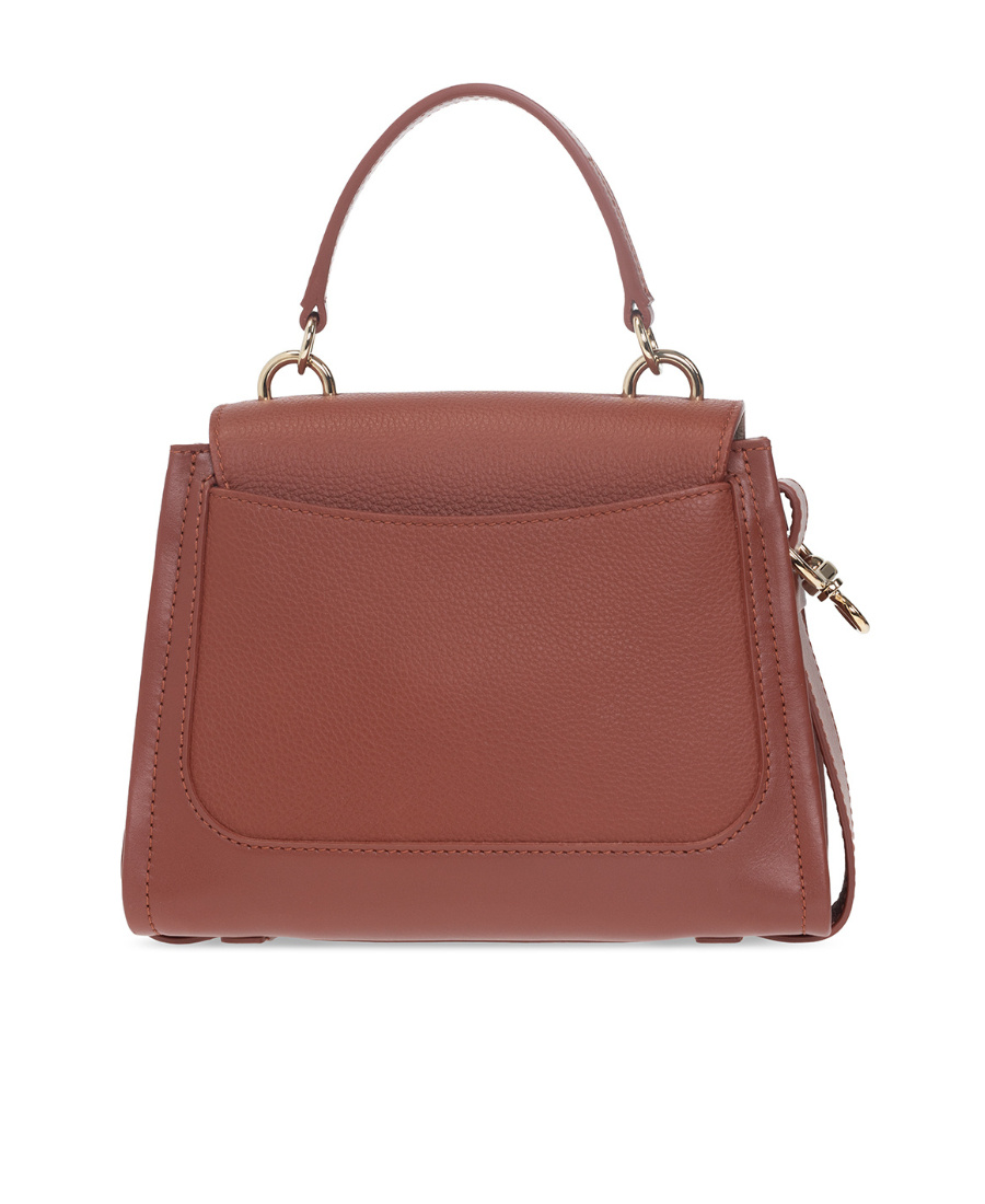 Chloé Mini Tess Day Shoulder Bag In Grained Leather In Brown