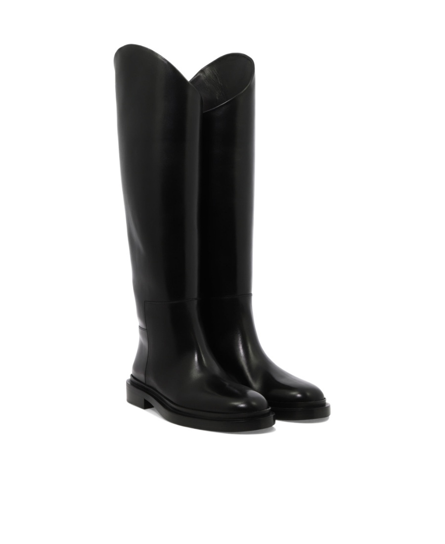 Jil Sander Calf-length Leather Boots In Black