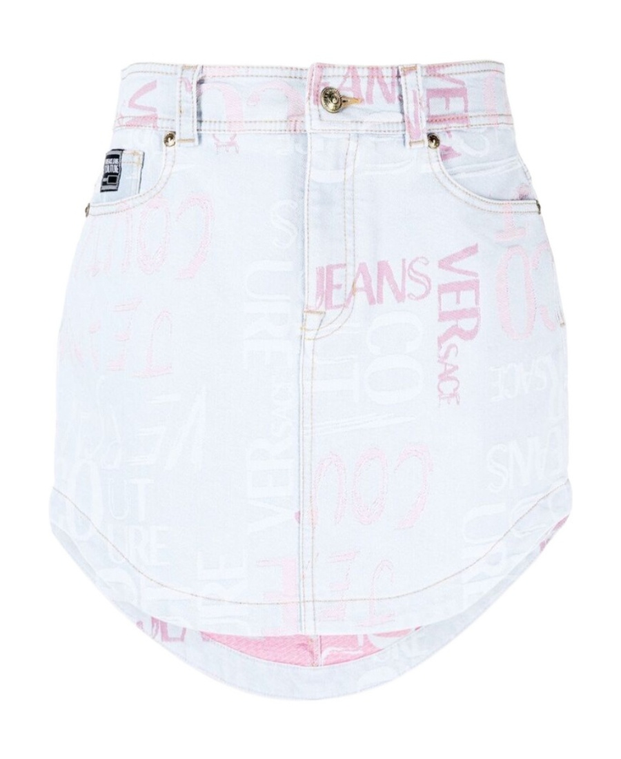 Versace Jeans Logo Denim Skirt In White