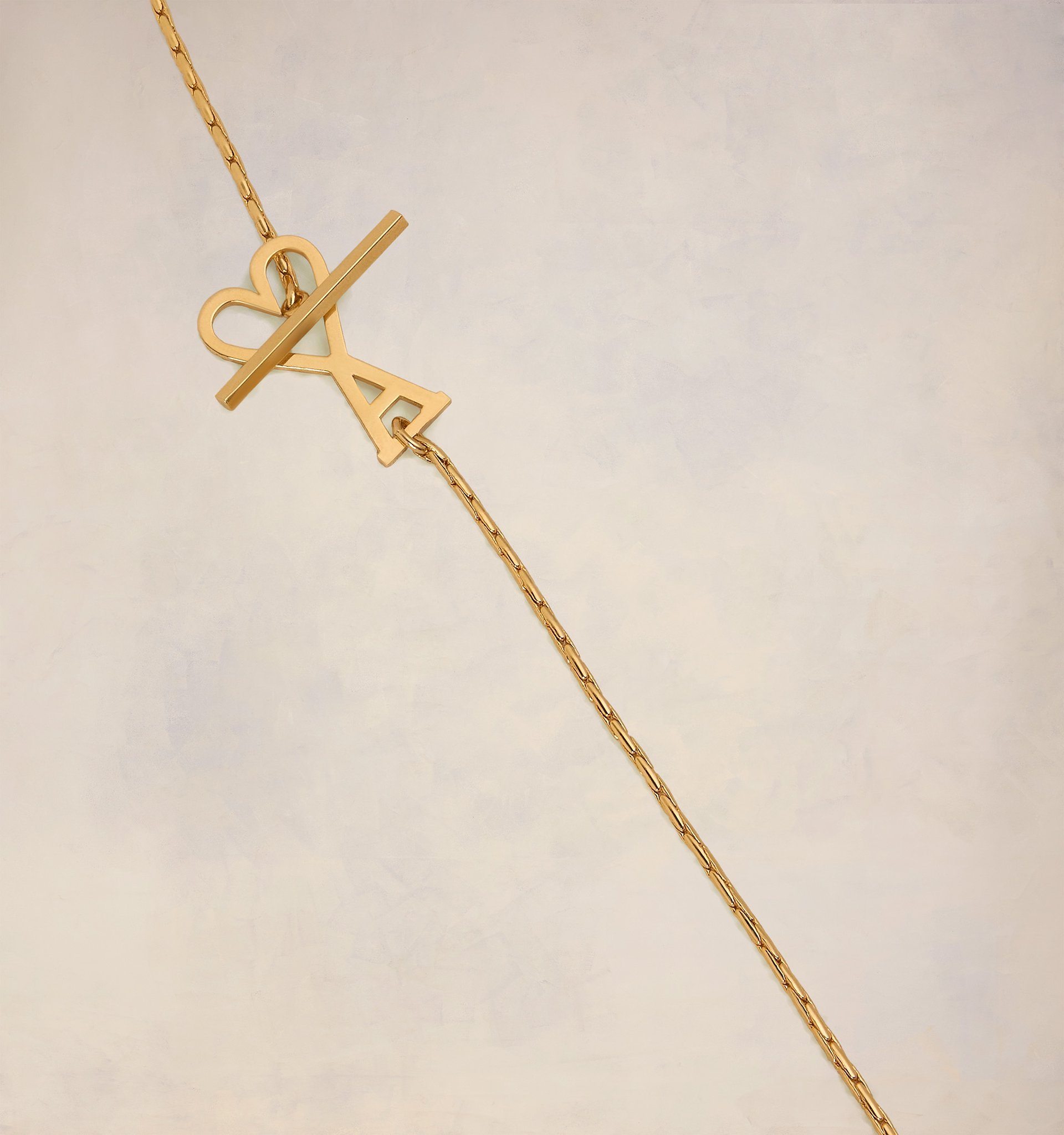 Shop Ami Alexandre Mattiussi Ami Paris Ami De Coeur 2-in-1 Logo Charm Necklace In Yellow