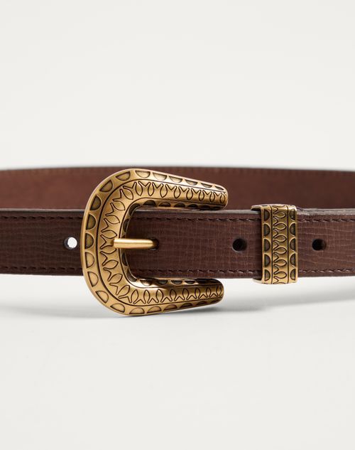Valentino Garavani Vlogo Signature Calfskin Belt 20 Mm Woman Chocolate 100 In Chocolate-colored