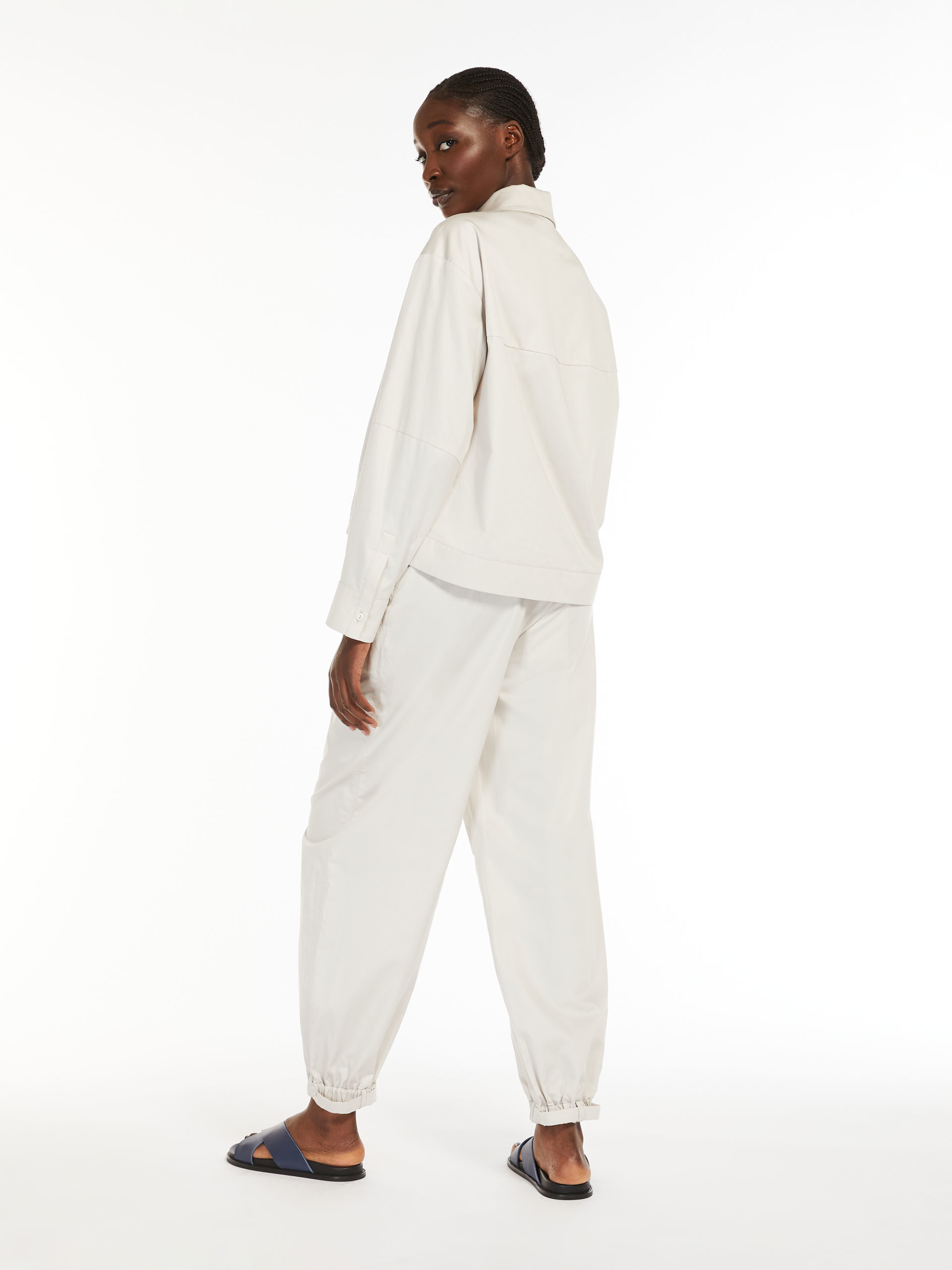 Max Mara Elastic Trouser Leg Casual Pants In White