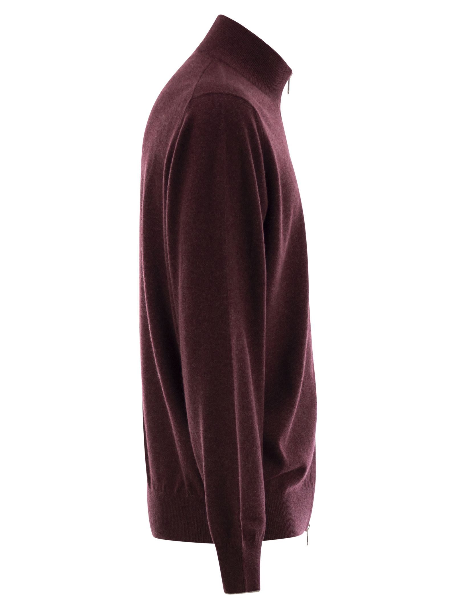 Brunello Cucinelli Men High-necked Cashmere Cardigan With Zip