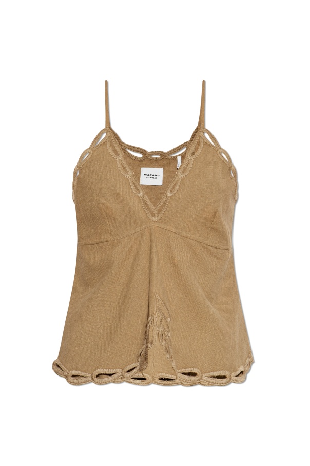 Isabel Marant Étoile Sleeveless V-neckline Crochet Detailing In Green